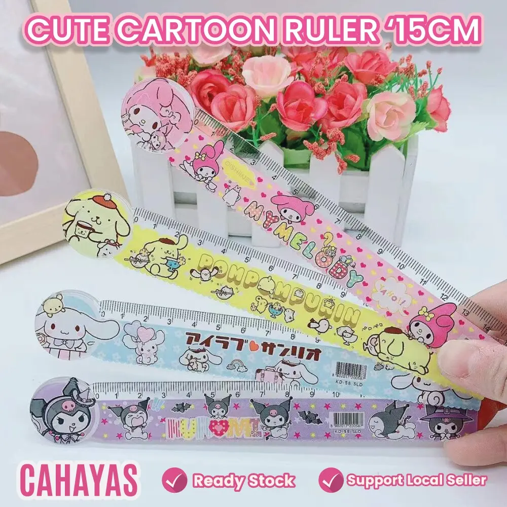[M'sia Ready Stock] Cute Stationery Japan Sanrio Cartoon Character Ruler 15cm Pembaris Barang Alat Tulis Sekolah