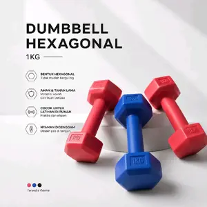 Barbel/Dumbel 1KG HEKSAGONAL SIAP PAKAI SEPASANG 2 BIJI Isian Pasir Besi dan Semen Aman Digunakan