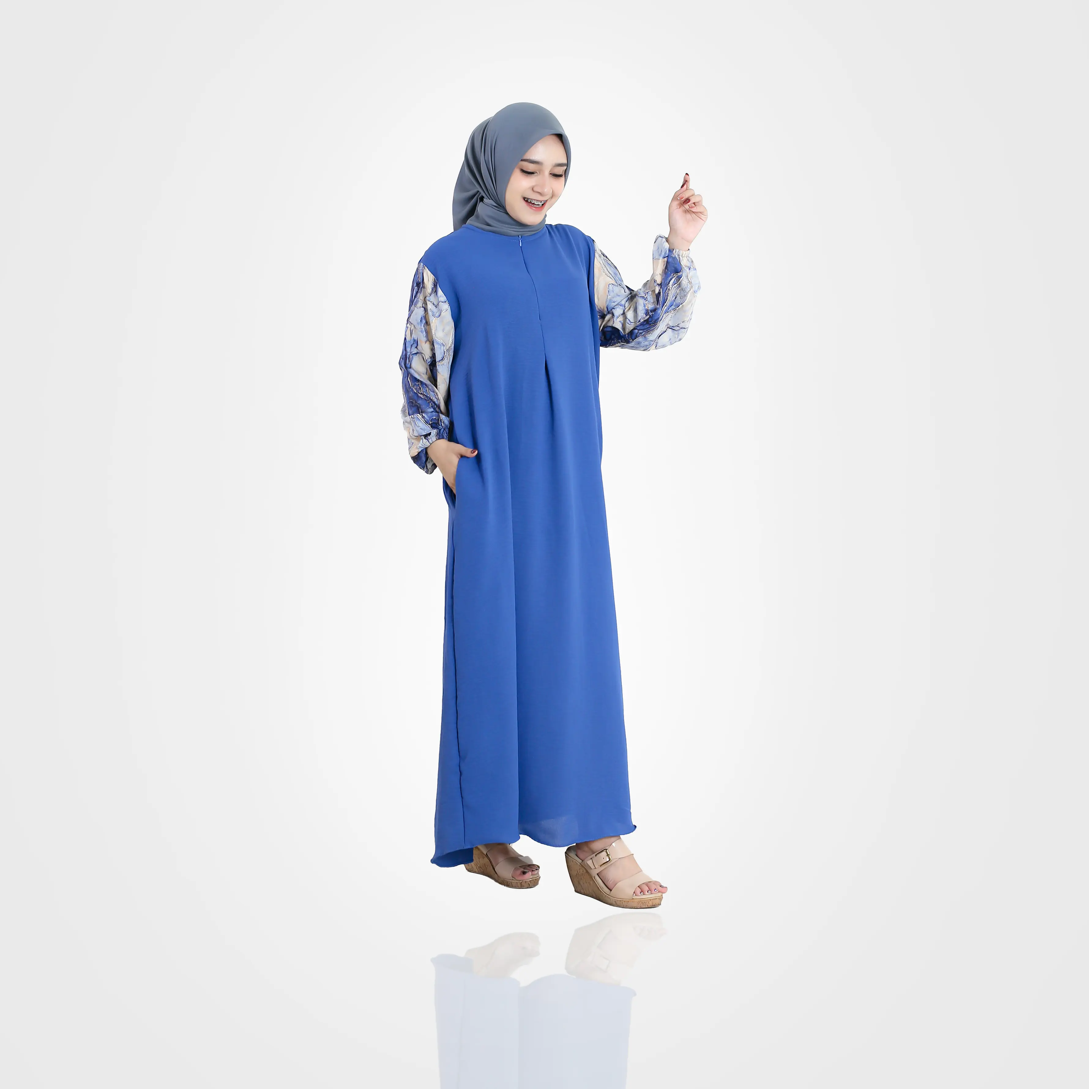 At Tasmal Gamis Crinkle Airflow Kombinasi Catton Rayon Motif Cantik