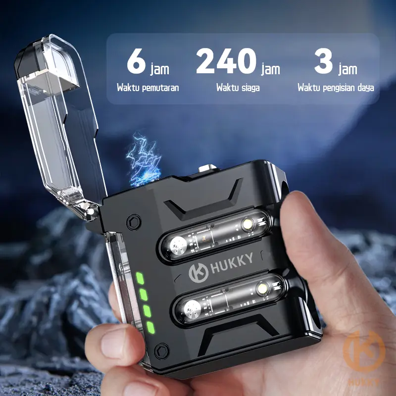 HUKKY MR6 Headset Gaming TWS dengan Electric Arc Lighters Wireless Bluetooth Earphones In Ear ENC Noise Reduction Stereo Earbuds Bass Headphone 1