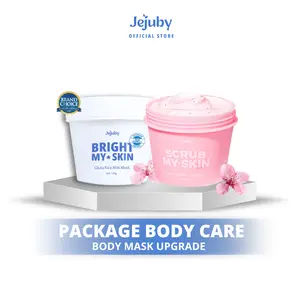 [TWIN BODY MASK] Gluta Rice Milk Mask + Sakura Milk Mask with Scrub | Masker & Scrub Badan Pemutih