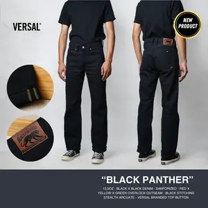 Versal The Finest- BLACK PANTHER 13,5oz Black x Black Denim (Ready Stock)