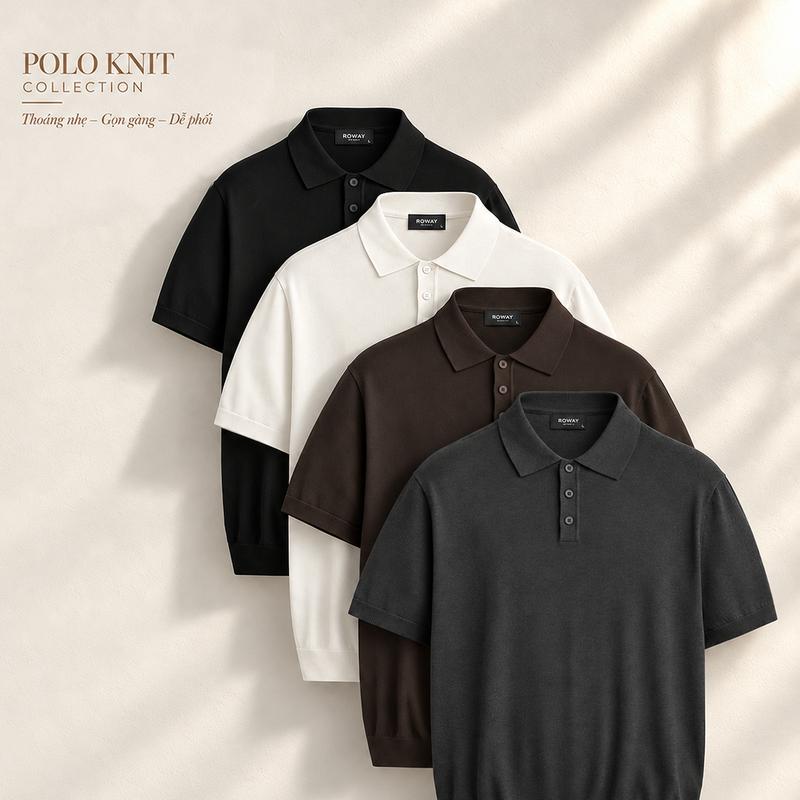 [MỞ BÁN] Áo thun dệt len ROWAY PREMIUM chất liệu len cotton | Polo len trơn ver2