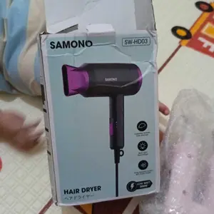 [Official Original] SAMONO SW-HD03 Hair Dryer 3 Kecepatan Dengan Angin Dingin dan Hangat Blue Light ION Negatif 300 Watt Bisa Dilipat Pengering Rambut Hairdryer HD03 HD 03- GARANSI 1 TAHUN