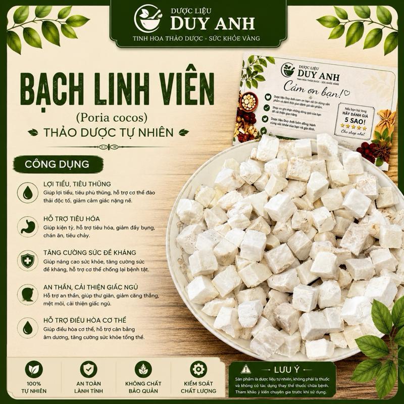 Bạch linh viên ( bạch phục linh) nguyên chất, k tẩy trắng, cải thiện trắng da bồi bổ khí huyết