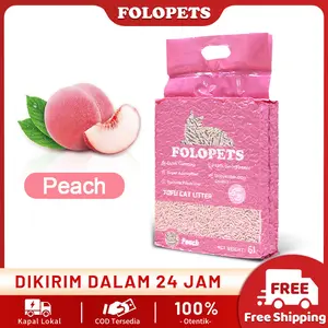 FOLOPETS Pasir Tofu Kucing 6L (2.3kg) -  Wangi Tahan Lama & Eco Flush! Debu Minimal + Bahan Alami