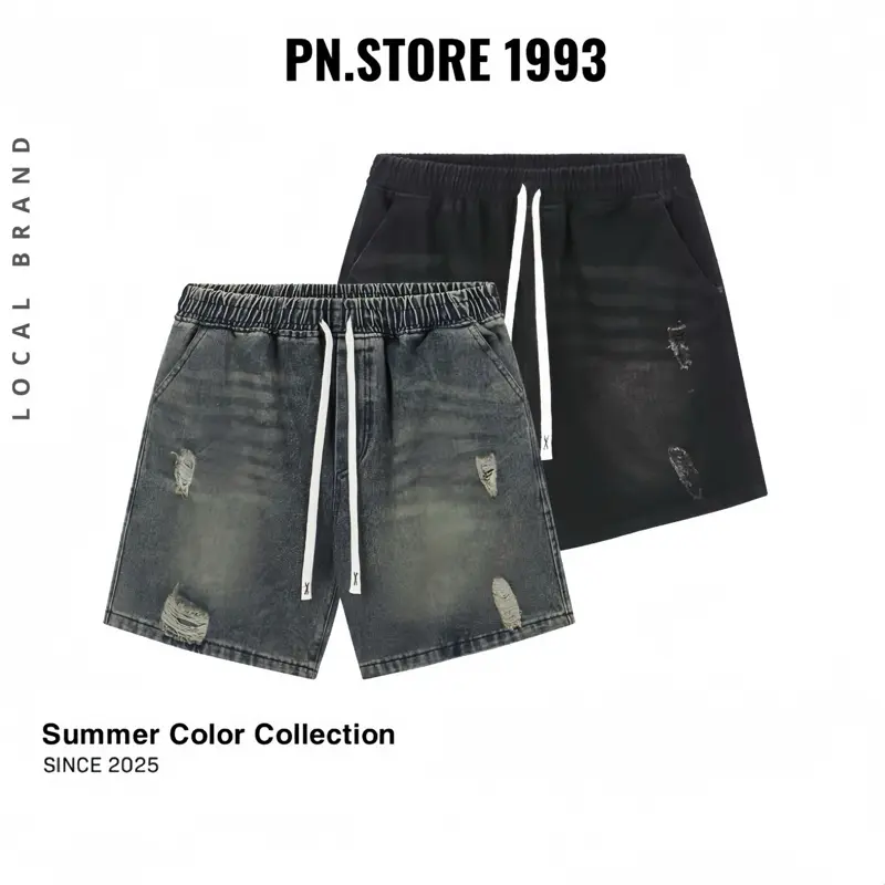 ( 2 MẦU MỚI ) COMBO 2 Quần Short jean PN.Store Quần short form trên gối form rộng basic unisex