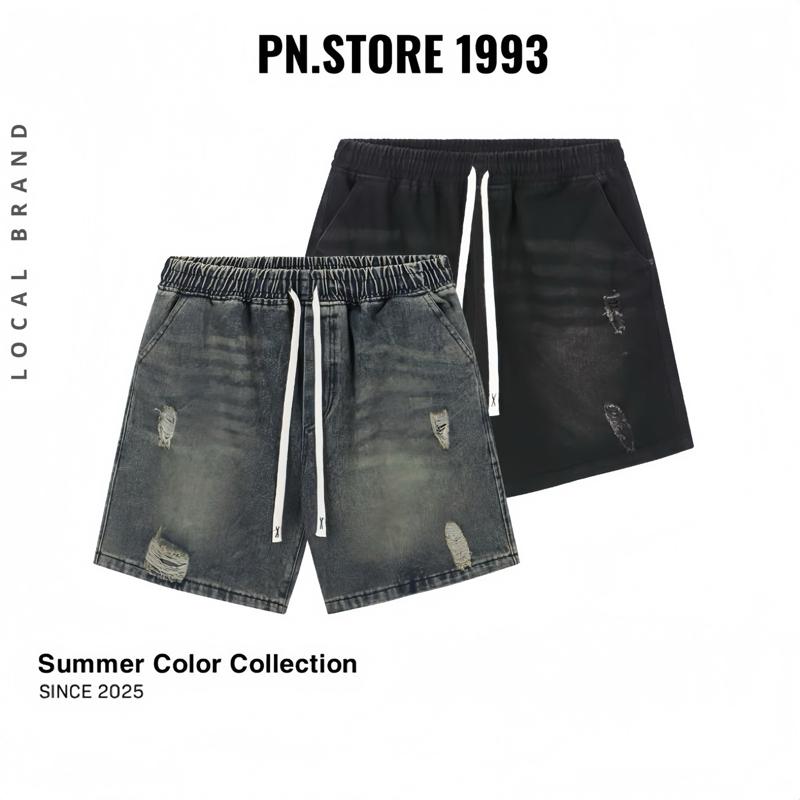 COMBO 2 Quần Short jean PN.Store Quần short form trên gối form rộng basic unisex