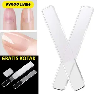 Kikir Kuku Bening Mengkilap Nano Glass / Buffer Pengikir dan Pengkilap Kuku Gratis Kotak Bersihkan Box