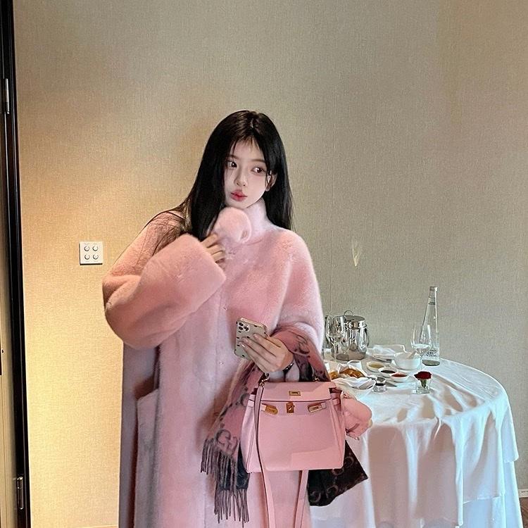  Áo choàng dài lông cho nữ mùa đông ấm áp Hàng Hàng châu cao cấp 2025 thiết kế thời trang chất lượng cao 