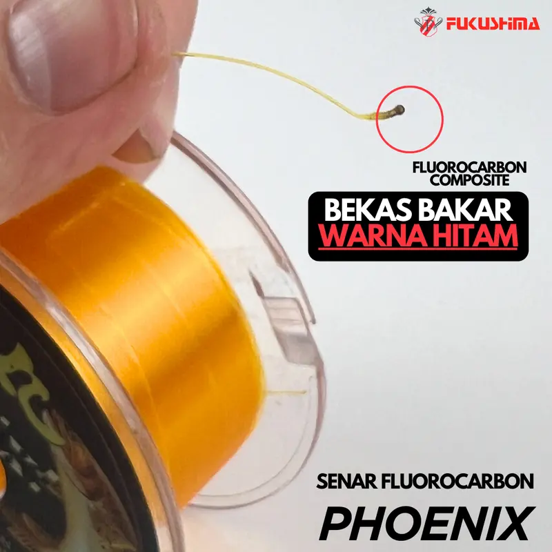 Senar Pancing 150 Meter Warna Kuning Emas Galatama Fluorocarbon Fukushima Phoenix/ Senar Anti Keriting Saltwater Fast Sinking Fluorocarbon Composite 1