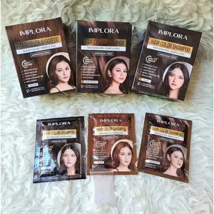 Implora Hair Color Shampoo Semir Sachet - Brown, Dark Brown, Black - Formula Terbaik & Kandungan Ammonia - Free Sarung Tangan - Pewarna Rambut Alami & Tahan Lama