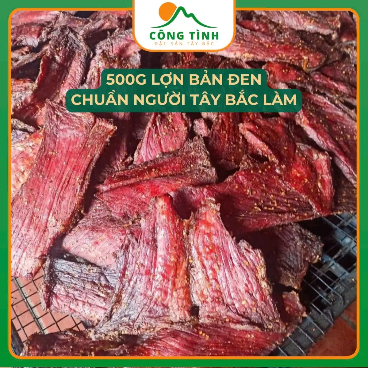 Thịt Lợn Bản Sấy Khô 500g - Kèm Túi Chẩm Chéo Ướt - Food , Snack Chua Nho