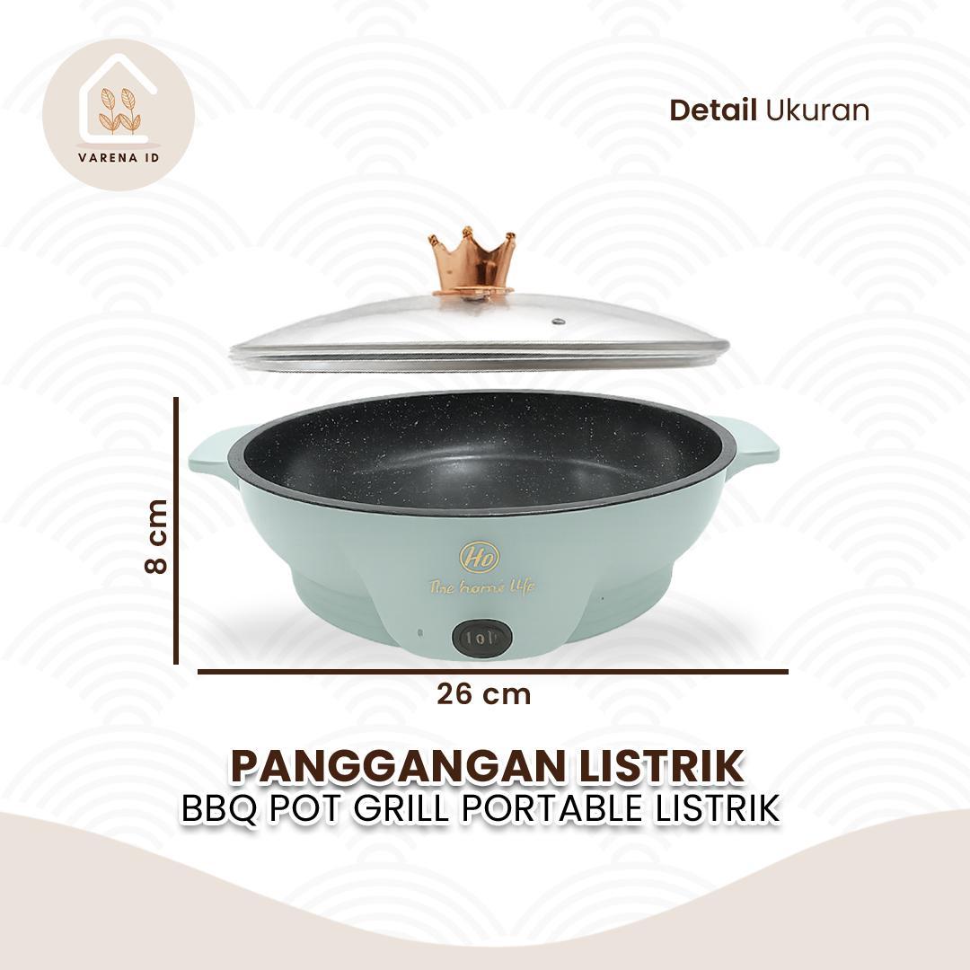 Panggangan Listrik Bulat 26CM Anti Lengket Grill Pan BBQ Portable + Gratis Jepitan