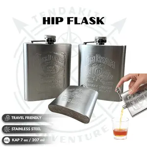 HIP FLASK BOTOL MINUM WINE BIR CLASSIC JIM BEAM JACK DANIEL JOHNNIE WALKER STAINLESS STEEL 7oz 8oz