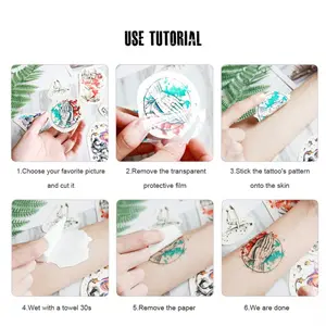 Hình xăm hoa sen nở, màu hồng, dễ thương và thời trang, dành cho ngực của bé gái, miếng dán hình xăm không thấm nước, hình xăm tạm thời 7 ngày, miếng dán da 1