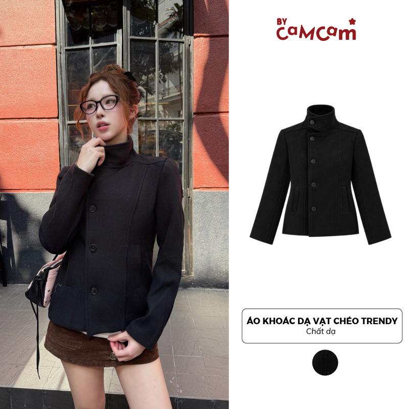 Áo Khoác Dạ Cao Cổ Vạt Chéo Bycamcam Áo Khoác Cổ Bẻ Trendy Giữ Ấm Mùa Đông AKHD452