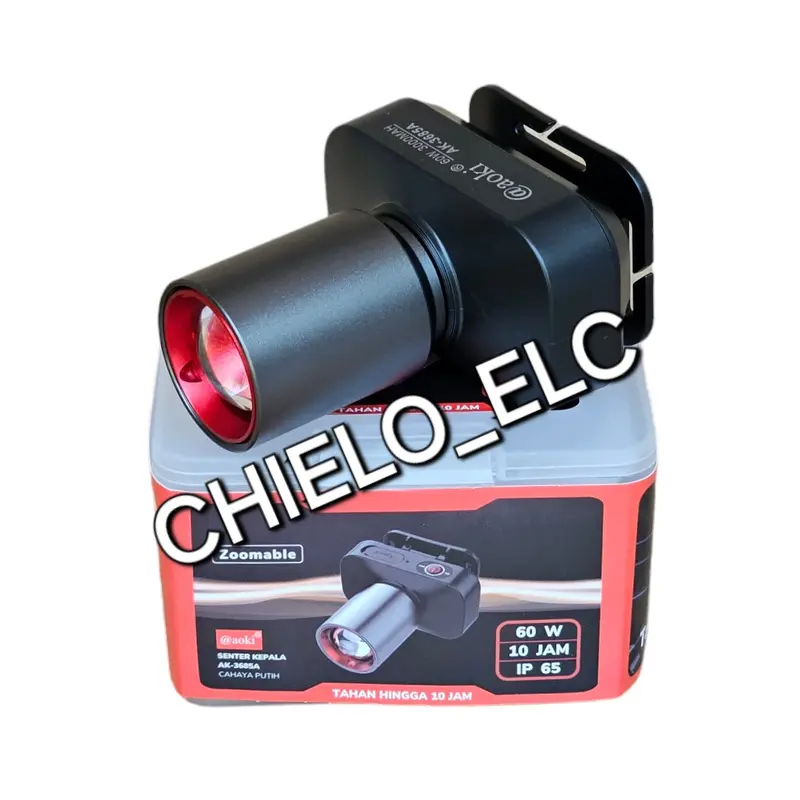 SENTER KEPALA AOKI ZOOM 60W AK3685A+3686K+(3675A adaptor) ,SENTER ZOOM 60WATT AOKI AK3685A AK3686K+(3675A adaptor) 800LM 60W ORIGINAL Baterai 3