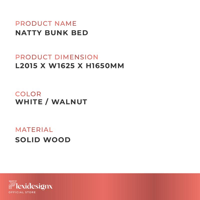 Product Introduction of Bunk Bed / Strong Solid Wood / Single & Queen Size Bed / Double Decker Bed Frame Flexidesignx NATTY 9