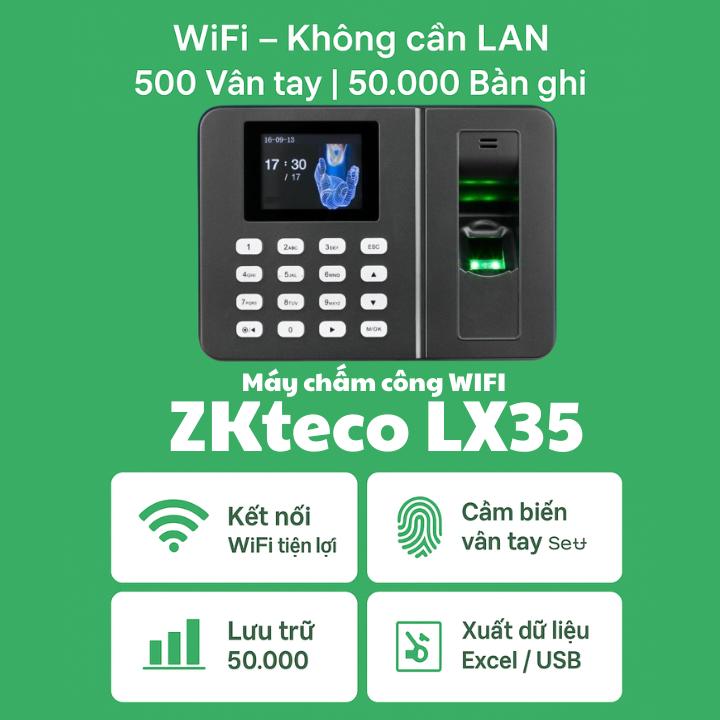 Máy chấm công vân tay Spos WiFi LX35 - Giải pháp hiện đại cho cửa hàng 4.0 - Kết nối WiFi tiện lợi - Lưu trữ 500 vân tay