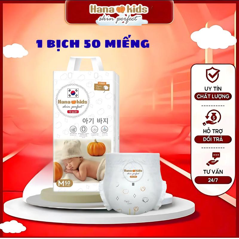 50 Bỉm quần Hanakids hữu cơ công nghệ Hàn Quốc cải thiện hăm tã cho bé yêu đủ size từ M đến 4XL