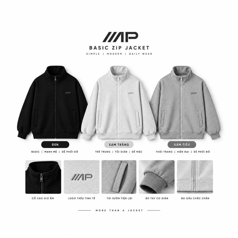 [ SẢM  PHẨM MỚI ] HAP áo khoác Nỉ Zip nam nữ from boxy phù hợp 4 mùa .