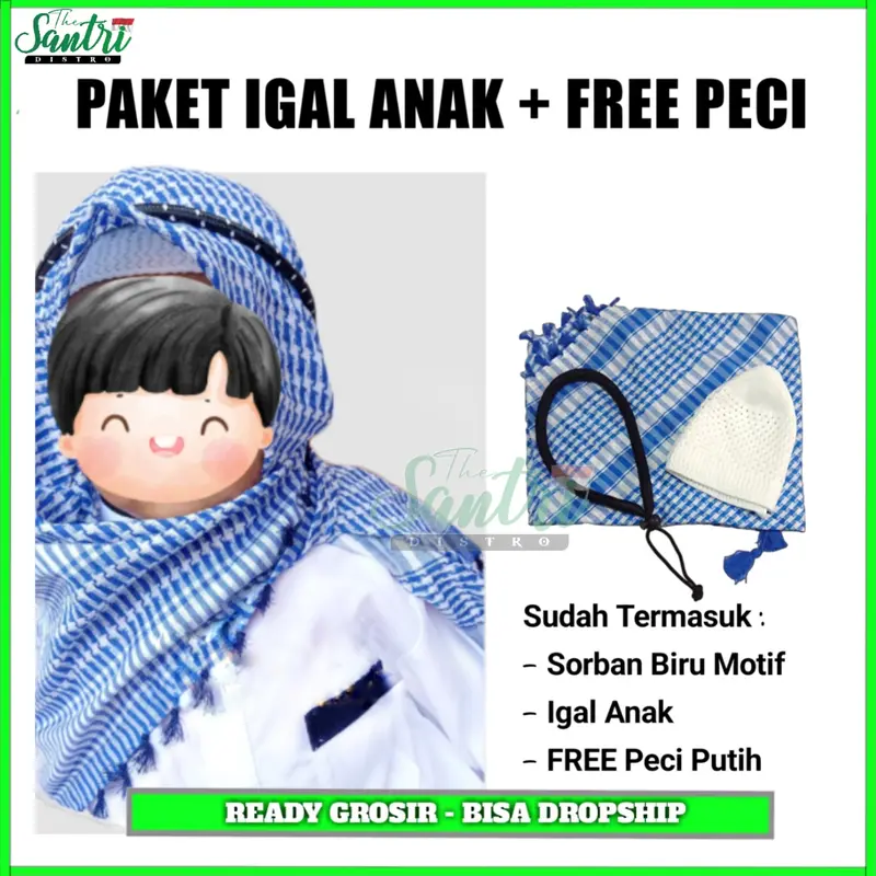 Sorban Rajut Ikat Kepala Anak  / Sorban Arafat Anak Plus Igal Pengikat Sorban / Sorban Kepala Arab / Igal Sorban Dewasa / Igal Anak Laki Laki / Sorban Kepala Dewasa / Sorban Kepala Anak Laki Laki Igal Sorban Anak / Sorban Kelapa Putih / Igal Arab Dewasa M 3