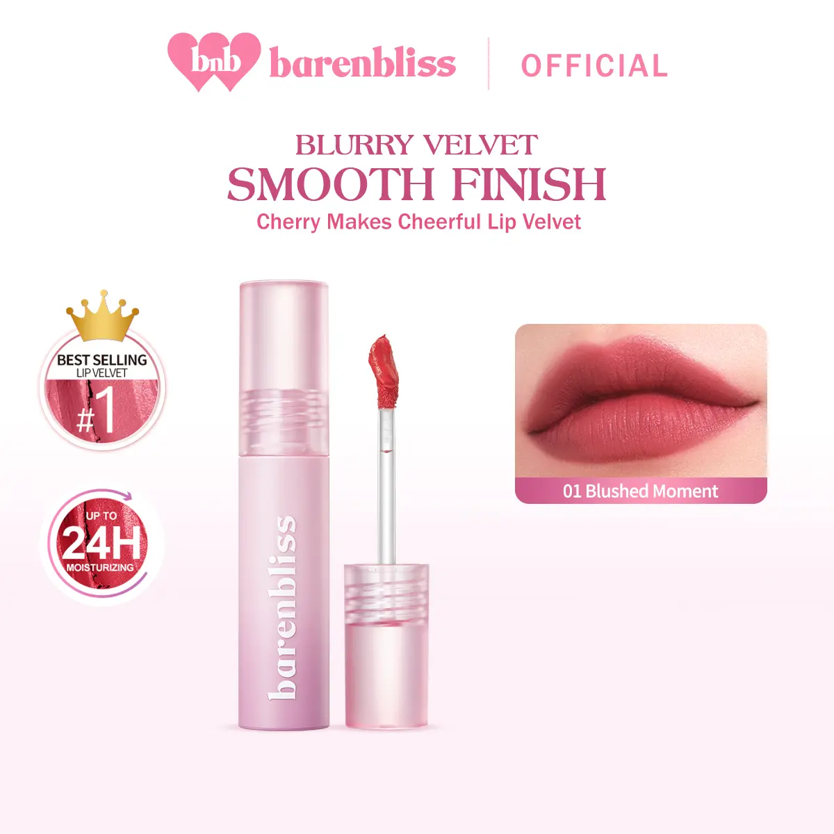 【BEST SELLING】BNB barenbliss Cherry Makes Cheerful Lip Velvet korea Lipcream | Lipcream Hasil Akhir Velvet, Untuk Melembabkan Bibir, Terhidrasi hingga tahan 24 Jam