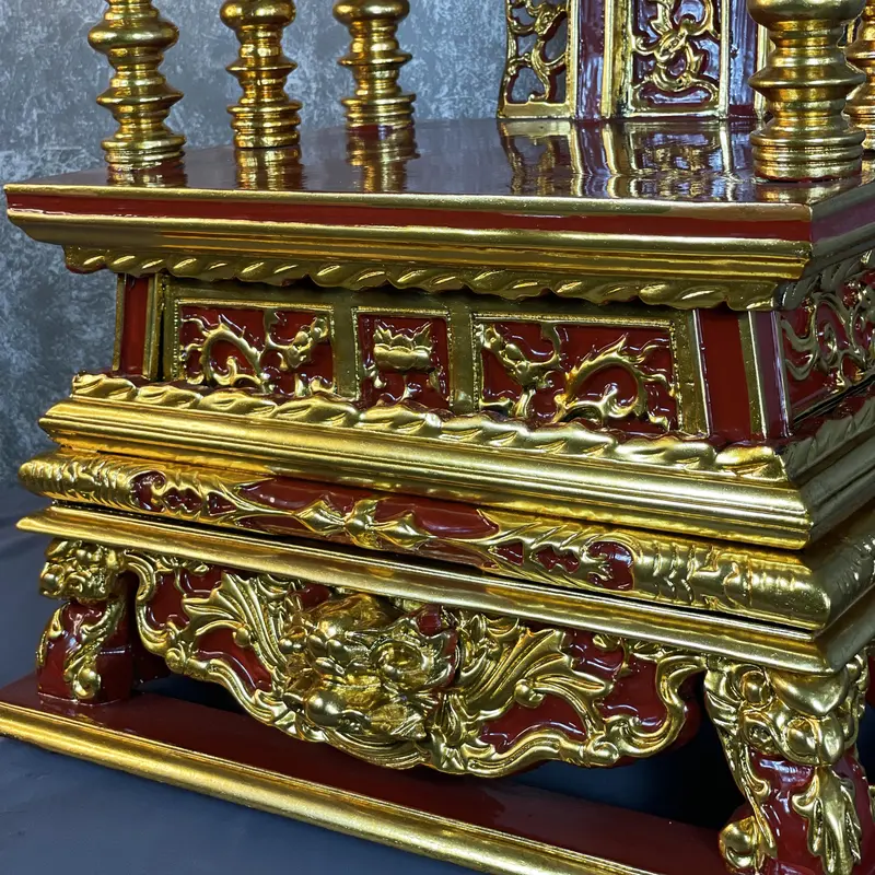 Ngai cột rồng song long bàn thờ sơn son thếp vàng cao 71,85,97cm 8