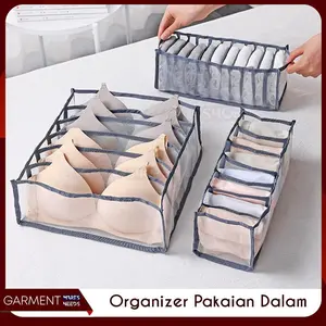 Storage Box Underwear Organizer Tempat Penyimpanan Celana Dalam Kaos Kaki Kotak Bra BH 6 7 11 Sekat