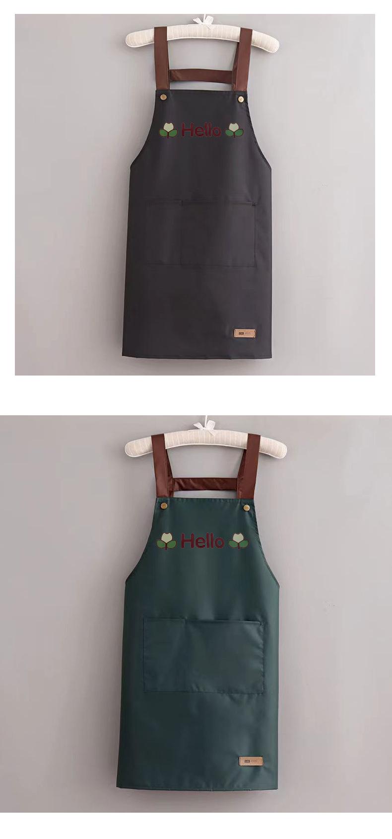 Product Introduction of Solid color modern simple waterproof strap kitchen household waterproof oil apron 14