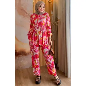 Kareen - One Set Rayon Motif Atasan Dan Bawahan Adem