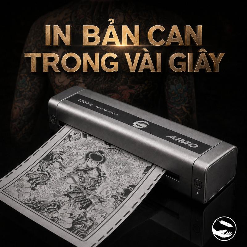 Máy Scan Hình Xăm Aimo T08FS Máy In Can Hình Stencil Tattoo Bluetooth USB Cho Thợ Xăm