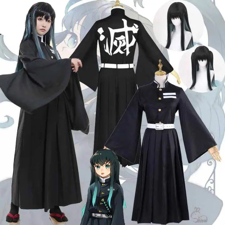 Trang Phục Hóa Trang Kimetsu No Yaiba, Chủ Đề Anime Thanh Gươm Diệt Quỷ, Dành Cho Người Lớn Và Trẻ Em, Bộ Kimono Tokitou Muichirou, Đồng Phục Đen Đội Sát Thủ Ma