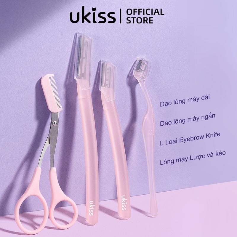 UKISS Bộ Dụng Cụ Cắt Lông Mày, An Toàn Để Ngăn Chặn Trầy Xước, Kết Hợp Đa Chức Năng 4 Món, Làm Bằng Thép Không Gỉ, Bộ 4 Món Cosmetic Trang Điểm Mỹ Phẩm