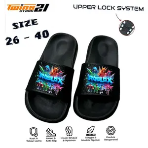 ROBLOX VIRAL SENDAL ANAK KARET HITAM PREMIUM 26 - 40 Sandal
