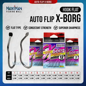 Kail Pancing X-Borg Firelock Markiman Hook Flat Type Pipih Tanpa Lubang Automatic Flip High Quality Casting Ultralight Anti Mocel