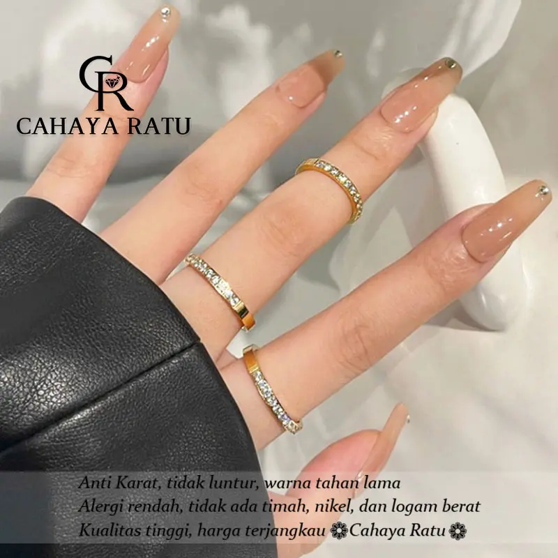 10 CR • Cincin Titanium Asli Ori Wanita Anti Karat Mewah Elegan Aesthetic Korean Style Model Baru 2024 Perhiasan Promise Ring (Stok Terbatas) 4