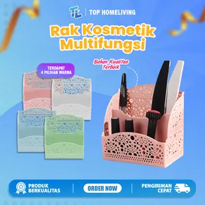 Keranjang Tulip Plastik Motif Bunga Serbaguna untuk Penyimpanan Kosmetik dan Makeup