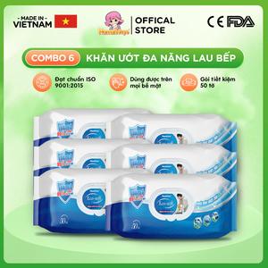 Combo 6 Gói Khăn Ướt Đa Năng Ecosoft Xanh Việt  Gói 50 Tờ Hương Bạc Hà