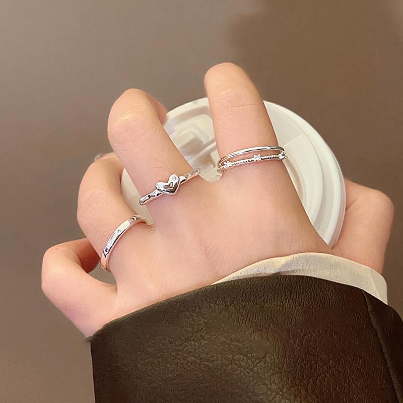 Nhẫn Mở Đôi Zircon, Thời Trang Phong Cách Hàn Quốc Của Tình Yêu, Dành Cho Phụ Nữ Và Học Sinh, Thiết Kế Tinh Tế Thích Hợp Làm Quà Tặng Sinh Nhật, Ins Exquisite 4