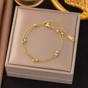 Gelang Wanita Titanium Gold Rantai Biji Lada Perhiasan Korea Wanita Terbaru Viral Terlaris Bracelets
