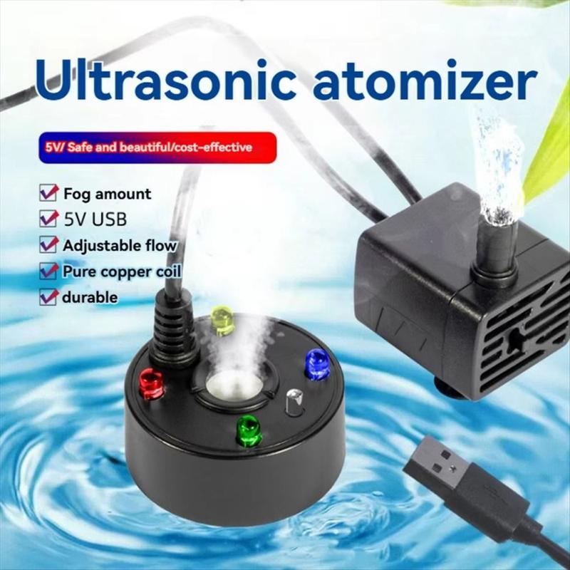 Đài phun nước đá giả 2-trong-1 Người tạo sương Đèn LED nhiều màu sắc Mini Máy…
