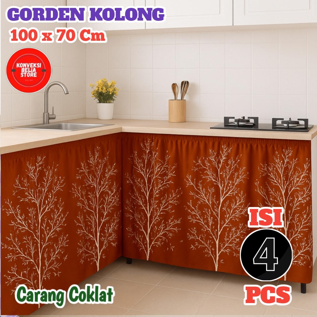 PROMO 1 Paket isi 4 Pcs 100 x 70cm free tali CURTAIN gorden kolong dapur