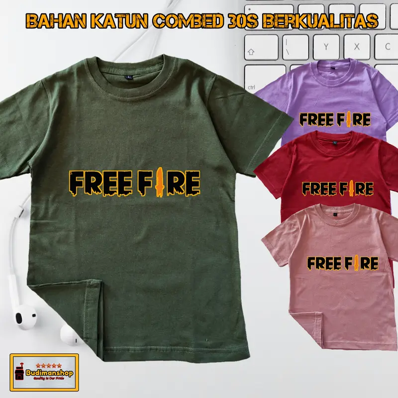Fashion Kaos Anak Game Free Fire Simple Keren Katun Combed 30s Asli 0