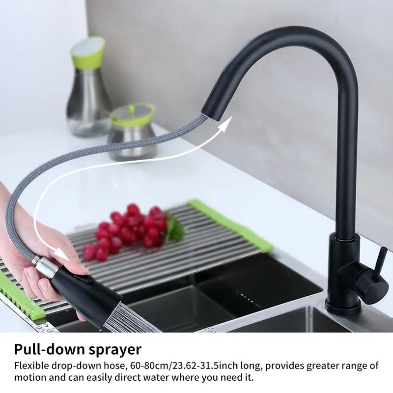 【Siap Stok COD】Sink Tarik Keran Cuci Piring Fleksibel Stainless Faucet Sprayer kran  Kitchen sink kran air cuci piring 3
