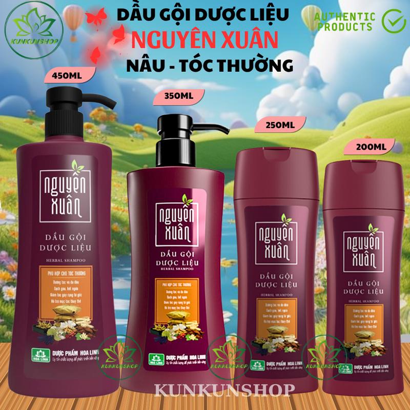 Hoa Linh - Dầu Gội Nguyên Xuân Nâu 200ml 250ml 350ml 450ml Chiết Xuất Thảo Dược Thiên Nhiên Hỗ Trợ Mọc Tóc Giảm Gầu Ngứa & Rụng Tóc