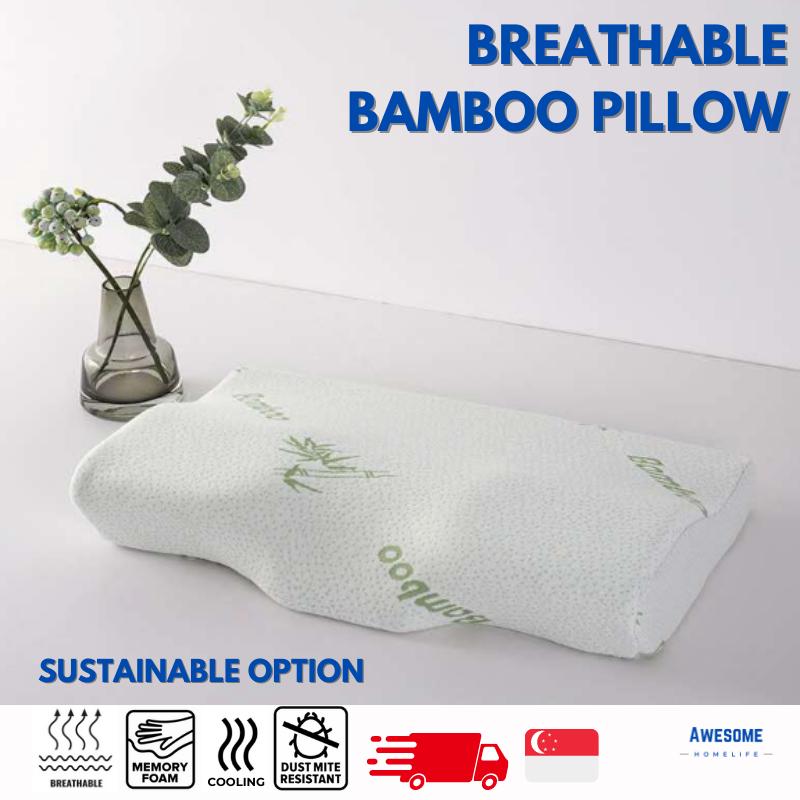 Product Introduction of AWESOME Bamboo Memory Foam Pillow | Breathable Fabric | Environmental-Friendly | Anti-Mites | Relieves Neck Pain | Comfort Sleep 0