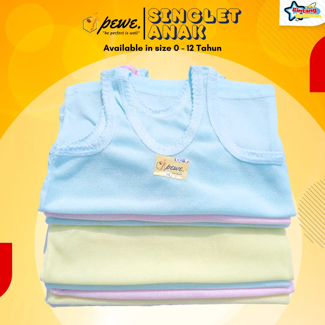 Grosir 1 lusin 12 pcs Singlet Kaos Dalam Anak umur 0 – 12 tahun MIX WARNA Cewe Cowok Katun Lembut Bayi Perempuan Newborn