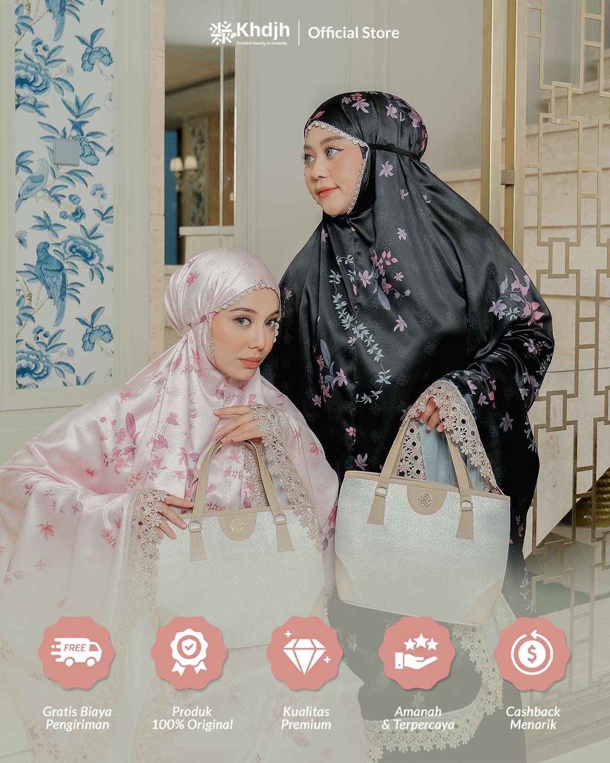 KhadijahLabel Mukena Dewasa Jumbo Premium Signature Silk Renda Mewah Cantik Terbaru Jasmine Edisi Muslim Lebaran